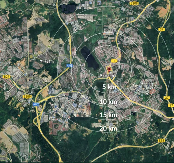 Connectivity map showing routes around Co-Op City @ Rawang